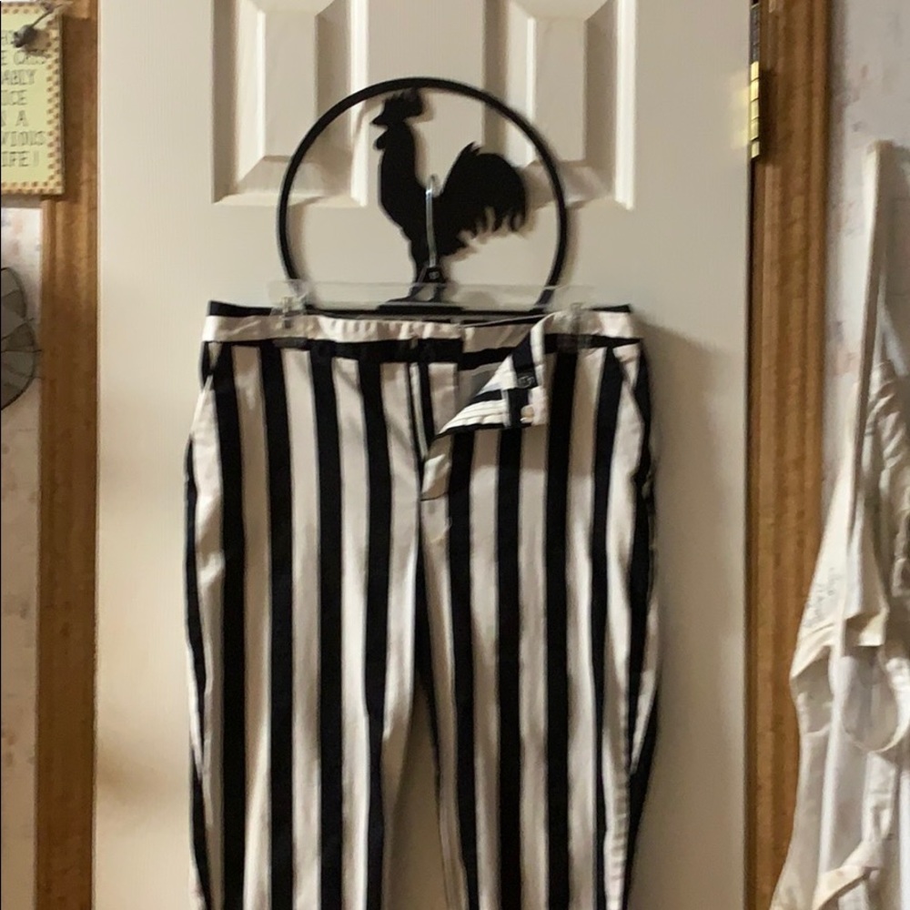 Black and white striped pants
